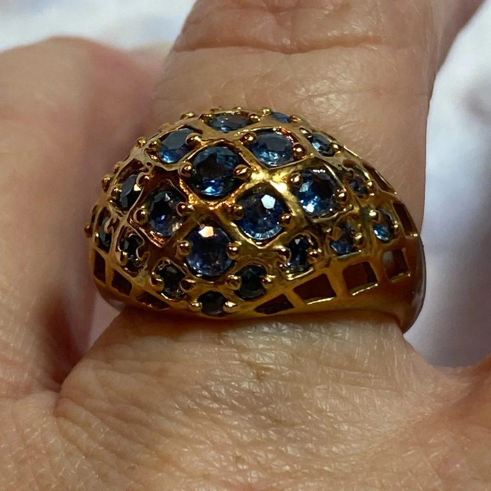 18 Karat Gold Plated Sterling Silver with Sapphires Technibond Ring